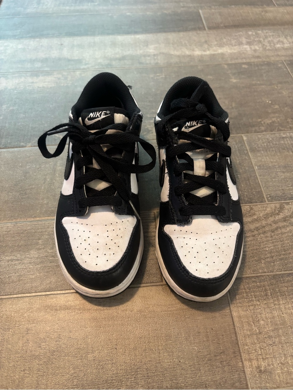 Nike Kids Black and White Low-Top Sneakers with Swoosh